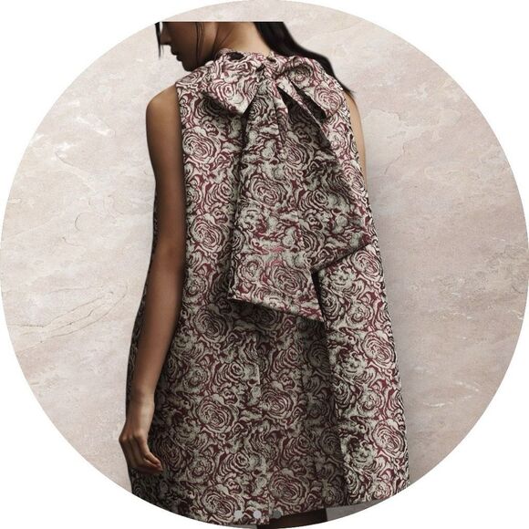 NWT Sunday in Brooklyn Brocade Back Bow Mini Shift Dress Women's Small - Picture 2 of 12